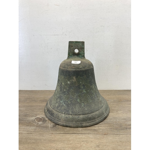 450 - A 19th century bronze church/estate bell - approx. 35cm high