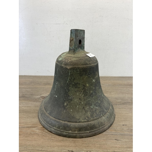 450 - A 19th century bronze church/estate bell - approx. 35cm high