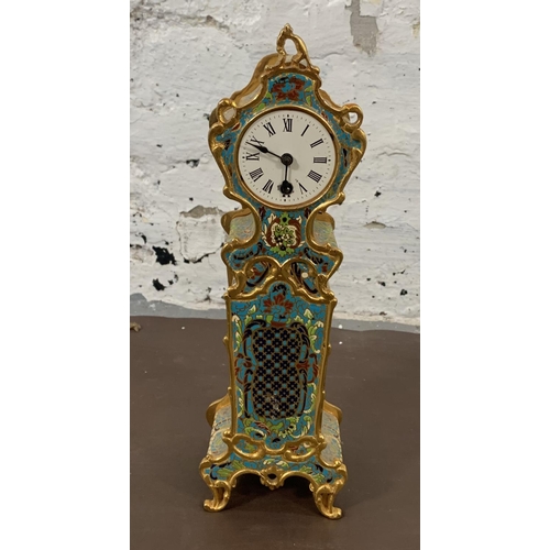 143 - Five various mantel clocks to include Bentima 8 day, French oak cased 8 day retailed by Finlaysons W... 