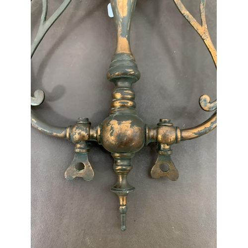 238 - An Art Nouveau copper twin branch ceiling light - approx. 30cm high x 44cm wide