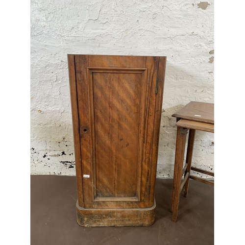 74 - Four pieces of furniture, one Victorian mahogany bedside cabinet, one oak nest of tables, one elm an... 