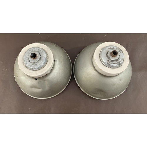 77 - A pair of mid 20th century Real Pat No. 568702 aluminium industrial ceiling lights - approx. 25cm di... 