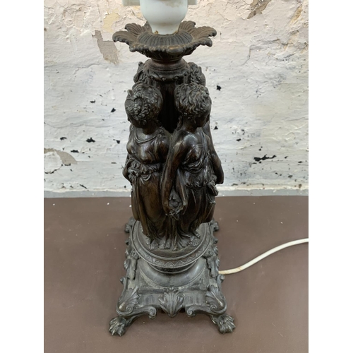 84 - A 19th century style bronzed cast metal figural table lamp - approx. 42cm high