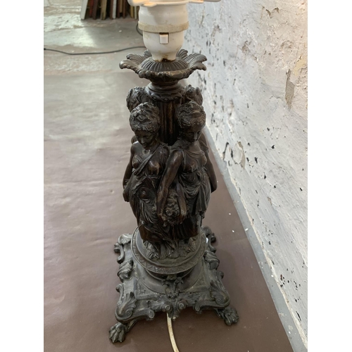 84 - A 19th century style bronzed cast metal figural table lamp - approx. 42cm high