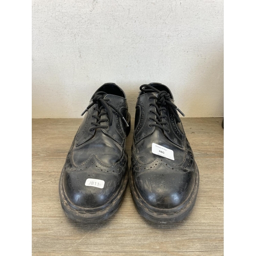 480 - Three pairs of black leather men's shoes, Dr. Martens The Original brogues, Dr. Martens 1460 Mono So... 