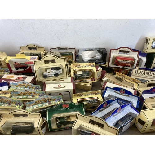 459 - A large collection of boxed diecast model vehicles to include Great British Buses London Transport R... 