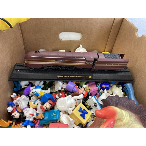 462 - Two boxes containing a large collection of vintage toys to include 1960s Thomas Dam Troll, Homer Sim... 