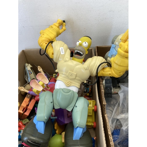 462 - Two boxes containing a large collection of vintage toys to include 1960s Thomas Dam Troll, Homer Sim... 