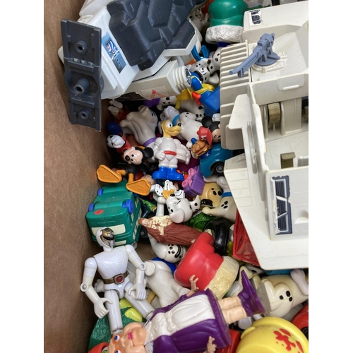 462 - Two boxes containing a large collection of vintage toys to include 1960s Thomas Dam Troll, Homer Sim... 