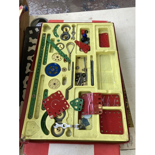 468 - A collection of vintage toys to include scratch built wooden model boat, boxed Waddington's Table So... 