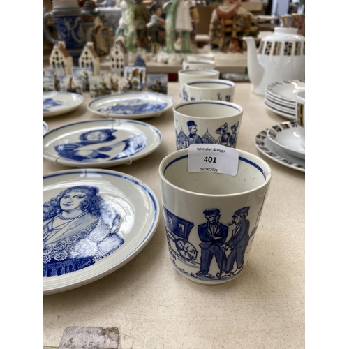 401 - A collection of Delfts Blauw pottery