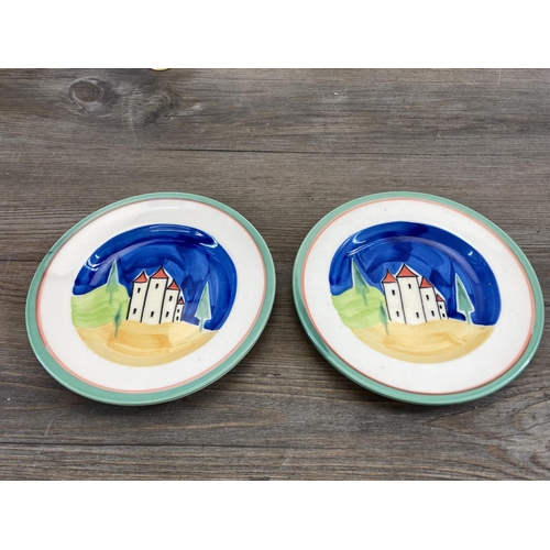 406 - Six pieces of Art Deco style English Cottage pottery