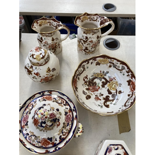 408 - Seven pieces of Mason's Ironstone pottery, five Brown Velvet and two Mandalay