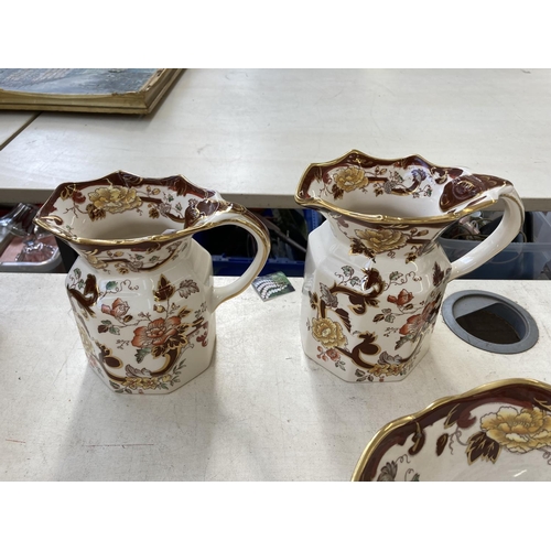 408 - Seven pieces of Mason's Ironstone pottery, five Brown Velvet and two Mandalay