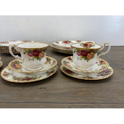 413 - A collection of Royal Albert Old Country Roses bone china to include four teacups, six saucers, six ... 