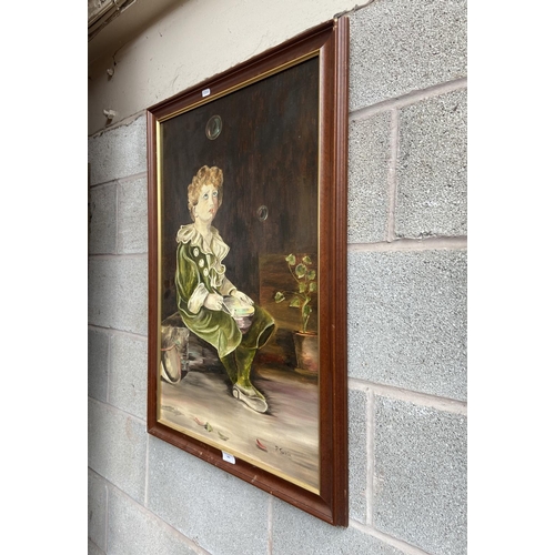 273 - A late 20th century framed oil on board after John Everett Millais titled 'Bubbles' signed lower rig... 