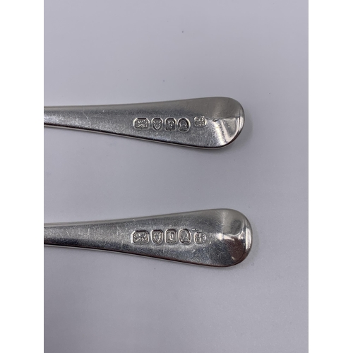 2121 - A pair of George III Christopher & Thomas Wilkes Barker hallmarked London silver dessert spoons, dat... 