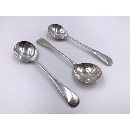 2125 - A set of three Henry Williamson Ltd hallmarked Sheffield silver soup spoons, dated 1910 - approx. gr... 