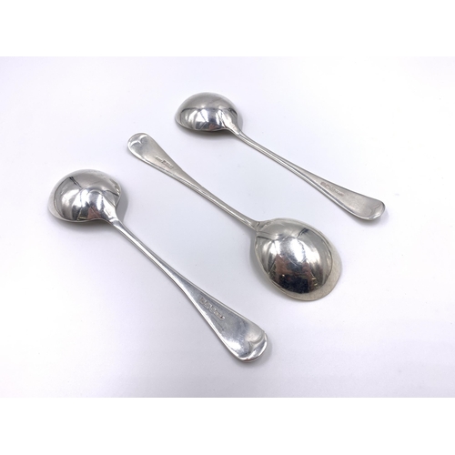 2125 - A set of three Henry Williamson Ltd hallmarked Sheffield silver soup spoons, dated 1910 - approx. gr... 