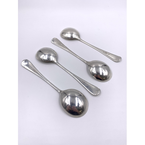 2126 - A set of four George V Walker & Hall hallmarked Sheffield silver soup spoons, dated 1929 - approx. g... 