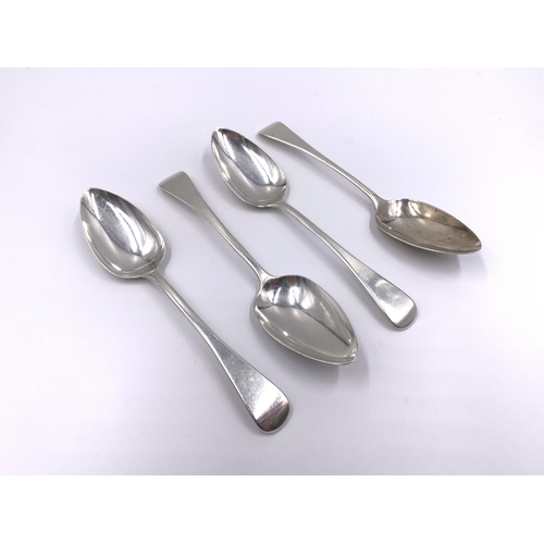 2131 - A set of four George III hallmarked sterling silver dessert spoons, believed to be by George Turner ... 