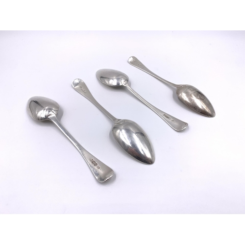 2131 - A set of four George III hallmarked sterling silver dessert spoons, believed to be by George Turner ... 