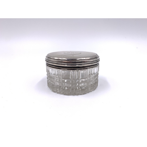 2139 - A Victorian Charles Rawlings & William Summers hallmarked London silver and cut glass lidded pot, da... 