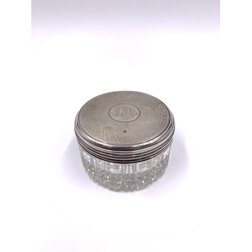 2139 - A Victorian Charles Rawlings & William Summers hallmarked London silver and cut glass lidded pot, da... 