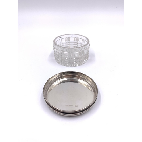 2139 - A Victorian Charles Rawlings & William Summers hallmarked London silver and cut glass lidded pot, da... 