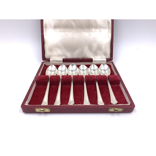 2147 - A cased set of six Elizabeth II Francis Howard Ltd. hallmarked Sheffield silver teaspoons, dated 196... 