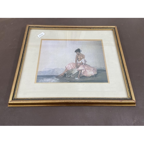 309 - Four gilt framed prints, two William Russell Flint, one Charles Edward Pervgini and one J. W. Waterh... 