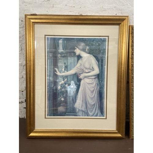 309 - Four gilt framed prints, two William Russell Flint, one Charles Edward Pervgini and one J. W. Waterh... 