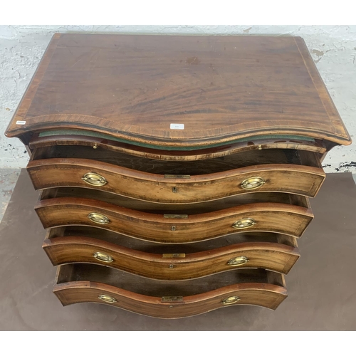 219 - A George III inlaid mahogany serpentine chest of drawers - approx. 87cm high x 95cm wide x 56cm deep