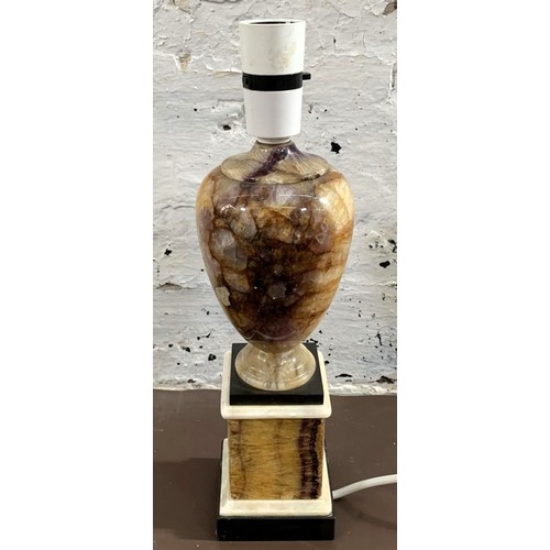 30 - A 19th century Blue John table lamp on marble plinth - approx. 31cm high