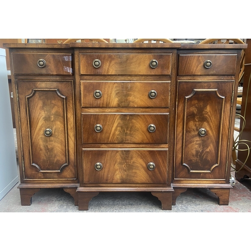 105 - A Bevan Funnell Reprodux mahogany breakfront sideboard - approx. 76cm high x 104cm wide x 36cm deep