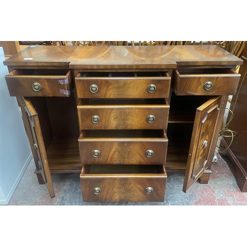 105 - A Bevan Funnell Reprodux mahogany breakfront sideboard - approx. 76cm high x 104cm wide x 36cm deep