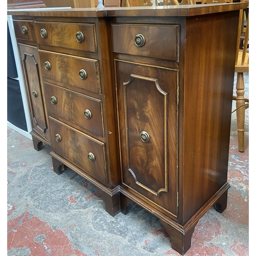 105 - A Bevan Funnell Reprodux mahogany breakfront sideboard - approx. 76cm high x 104cm wide x 36cm deep