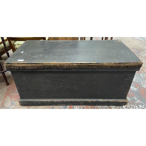 117 - A Victorian ebonised pine blanket box - approx. 44cm high x 93cm wide x 47cm deep