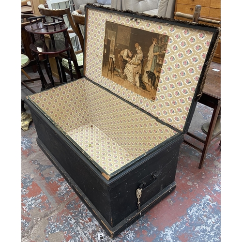 117 - A Victorian ebonised pine blanket box - approx. 44cm high x 93cm wide x 47cm deep