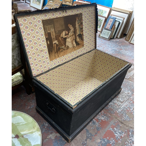 117 - A Victorian ebonised pine blanket box - approx. 44cm high x 93cm wide x 47cm deep