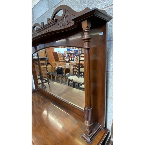 12 - An Edwardian carved walnut mirror back sideboard - approx. 197cm high x 145cm wide x 50cm deep