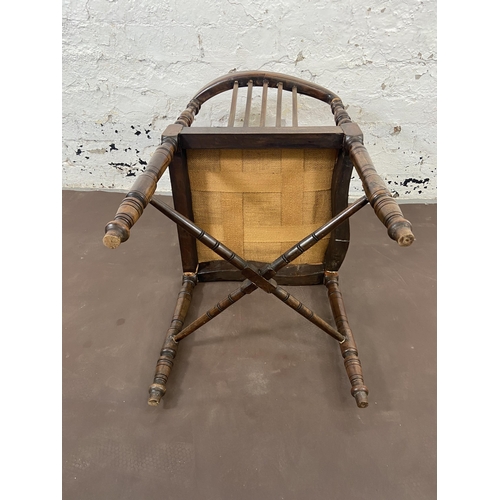 133 - An Edwardian inlaid mahogany and fabric upholstered corner chair - approx. 70cm high x 55cm wide x 5... 