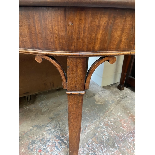 135 - A George III mahogany demi lune hall table - approx. 73cm high x 118cm wide x 60cm deep