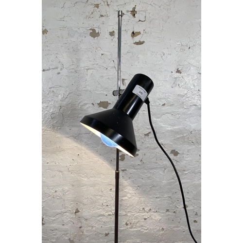 145 - A mid 20th century black metal and chrome plated floor lamp - approx. 115cm high