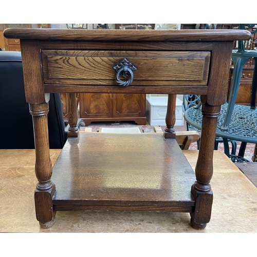 150 - A 17th century style oak single drawer side table - approx. 51cm high x 51cm wide x 51cm deep