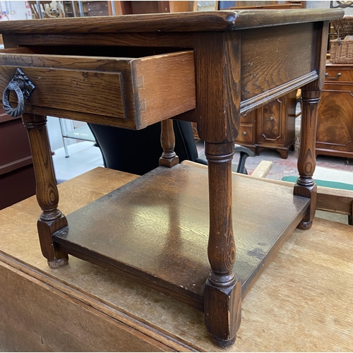 150 - A 17th century style oak single drawer side table - approx. 51cm high x 51cm wide x 51cm deep