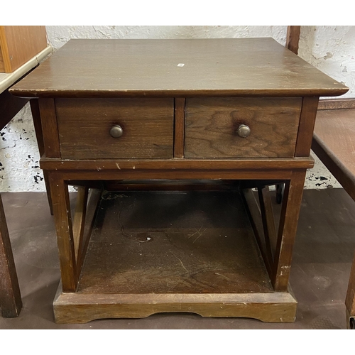 157 - Nine pieces of Victorian and later furniture to include pine bedside cabinet, Victorian carved walnu... 