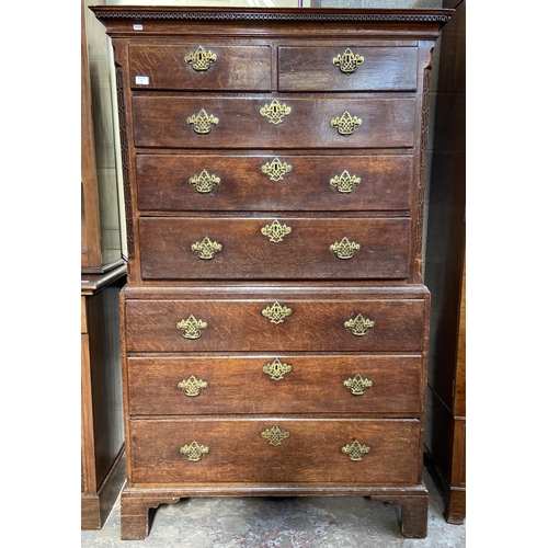 2 - A George III carved oak chest on chest on bracket supports - approx. 176cm high x 110cm wide x 53cm ... 