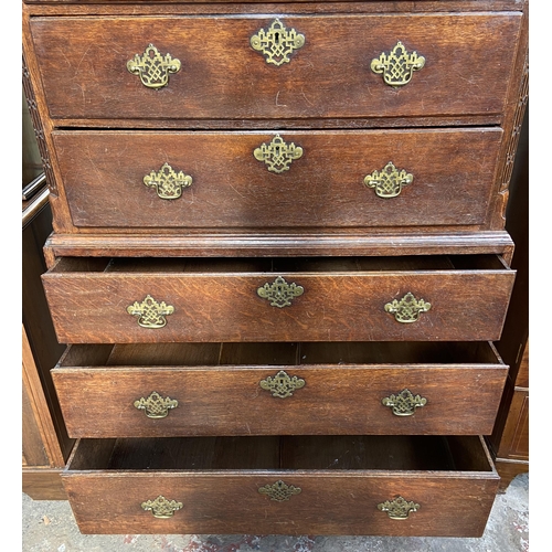 2 - A George III carved oak chest on chest on bracket supports - approx. 176cm high x 110cm wide x 53cm ... 