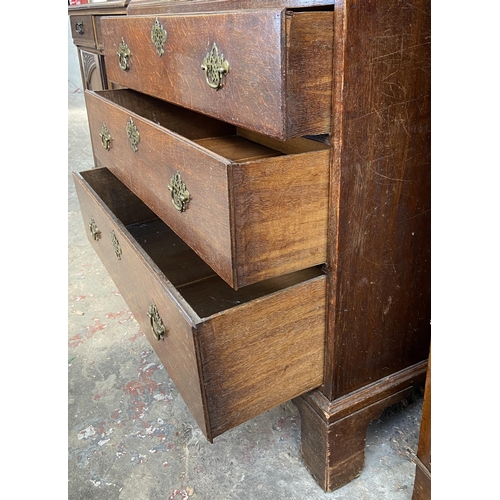 2 - A George III carved oak chest on chest on bracket supports - approx. 176cm high x 110cm wide x 53cm ... 